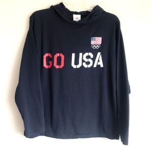 'Go USA' Hoodie Blue Lightweight Size XL